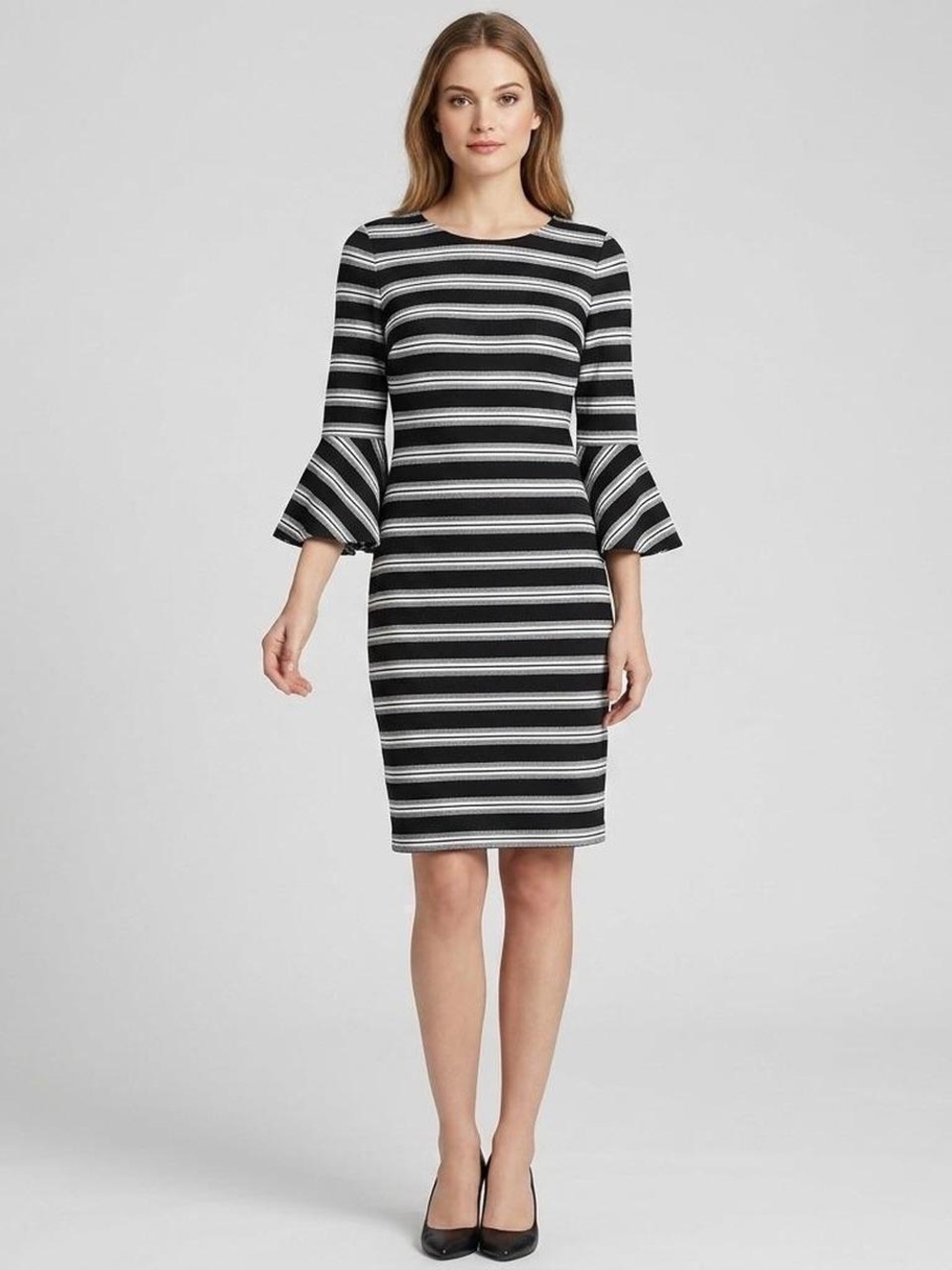 Calvin Klein Striped Bell Sleeve Dress, 12